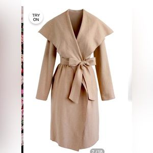 FREE MYSELF OPEN FRONT WOOL-BLEND COAT IN SAND Size XL